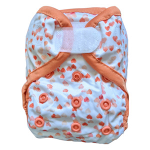Nappy Covers: Newborn Nappy Cover - Peach Hearts