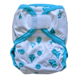 Newborn Nappy Cover - Teal Boats