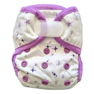 Nappy Covers: Newborn Nappy Cover - Purple Stars
