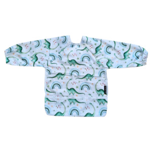 Sleeved Bibs: Sleeved Bibs - Rainbowsaurus