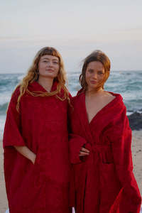 Surf Wax Gear: Cherry Red Hibiscus hoodie towel