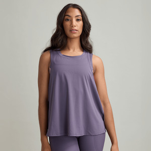 Products: CLQ Flex Split Back Singlet Purple