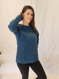 Sweater: Zip Crew Sweatshirt - Sea Blue