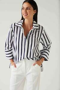 Tops: Mark Shirt - Navy Stripe