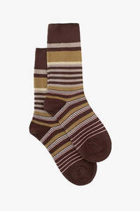 Accessories: Khaki + Choc stripe sock