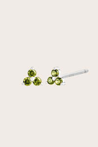 New Birthstone Studs: Silver Birthstone Studs - August/Peridot
