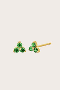 New Birthstone Studs: Gold Birthstone Studs - May/Emerald