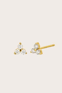 New Birthstone Studs: Gold Birthstone Studs - April/Crystal