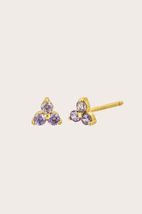 New Birthstone Studs: Gold Birthstone Studs - February/Amethyst