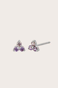 New Birthstone Studs: Silver Birthstone Studs - February/Amethyst