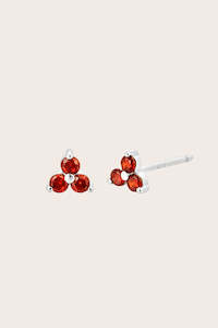 New Birthstone Studs: Silver Birthstone Studs - January/Garnet