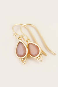 Peach Moonstone: Sacral Chakra Earrings Gold
