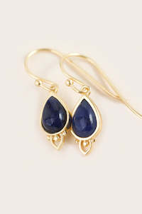 Sodalite: Third Eye Chakra Earrings Gold