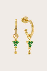 All Jewellery: Gold Birthstone Hoops - May/Emerald