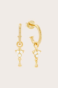 All Jewellery: Gold Birthstone Hoops - June/Pearl