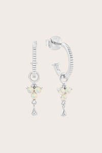 Silver Birthstone Hoops - October/Opal