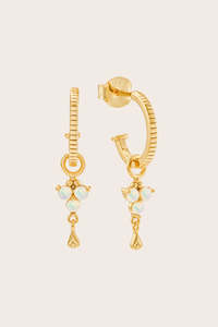 All Jewellery: Gold Birthstone Hoops - October/Opal