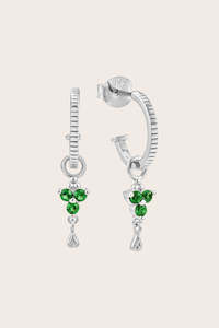 All Jewellery: Silver Birthstone Hoops - May/Emerald