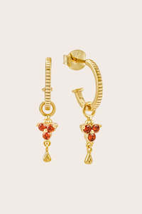 Birthstone Hoops: Gold Birthstone Hoops - January/Garnet