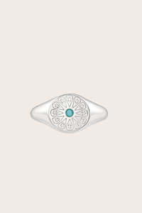 Silver Birthstone Ring - December/Turquoise