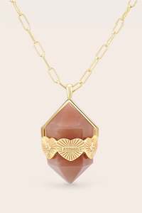 Peach Moonstone: Aroha Necklace - Gold