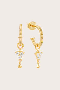 Gold Birthstone Hoops - April/Crystal - SINGLE