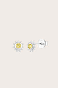 Stud Earrings: Life Force Sun Studs - Silver