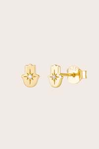 Hamsa Blessings Studs - Gold