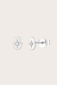 Hamsa Blessings Studs - Silver