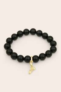Black Agate: Black Agate Soar Bracelet - Gold