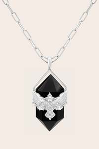 Black Agate: Black Agate Soar Necklace - Silver