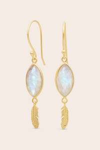 Guardian Angel Moonstone Earrings - Gold