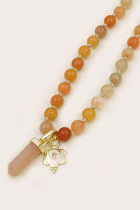 Peach Moonstone: Sacral Mala Necklace - Gold
