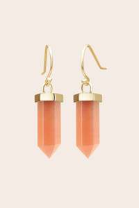 Peach Moonstone Creative Flow Earrings - Gold