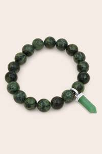 Green Aventurine: Jasper Strength Bracelet - Silver