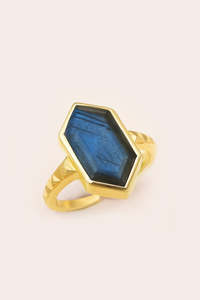 Labradorite: Labradorite North Star Ring - Gold