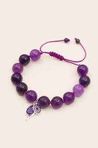 Amethyst: Crown Chakra Mala Bracelet - Silver