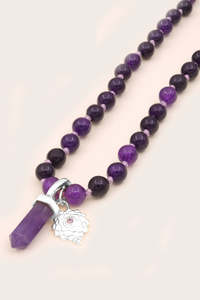 Amethyst: Crown Chakra Mala Necklace - Silver