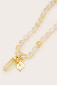 Citrine Jewellery: Solar Plexus Chakra Mala Necklace - Gold