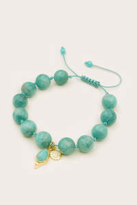 Amazonite: Throat Chakra Mala Bracelet - Gold