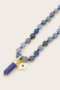 Sodalite: Third Eye Chakra Mala Necklace - Gold