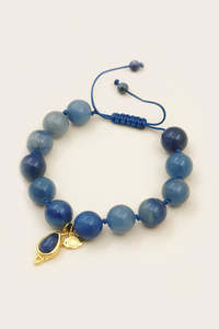Sodalite: Third Eye Chakra Mala Bracelet - Gold