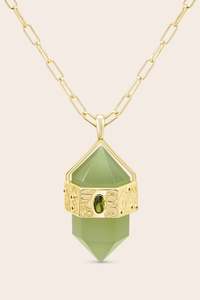 Gold Jewellery: Into The Woods Jade Necklace - Gold