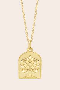 Gold Jewellery: Tree of Life Grounded Necklace - Gold