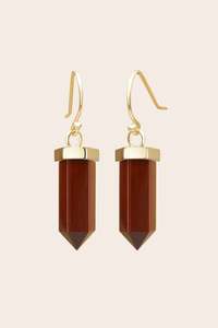 Gold Earrings: Jasper Grounded Earrings - Gold