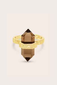 Gold Ring: Grounded Smoky Quartz Ring - Gold