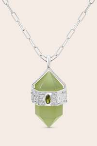 Crystal Necklaces: Into The Woods Jade Necklace - Silver