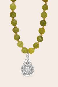 Crystal Necklaces: Flourish Mala Necklace - Silver