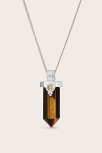 Crystal Necklaces: Courage Within Tiger's Eye Necklace - Silver