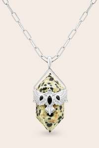 Crystal Necklaces: Dalmation Jasper Soar Necklace - Silver